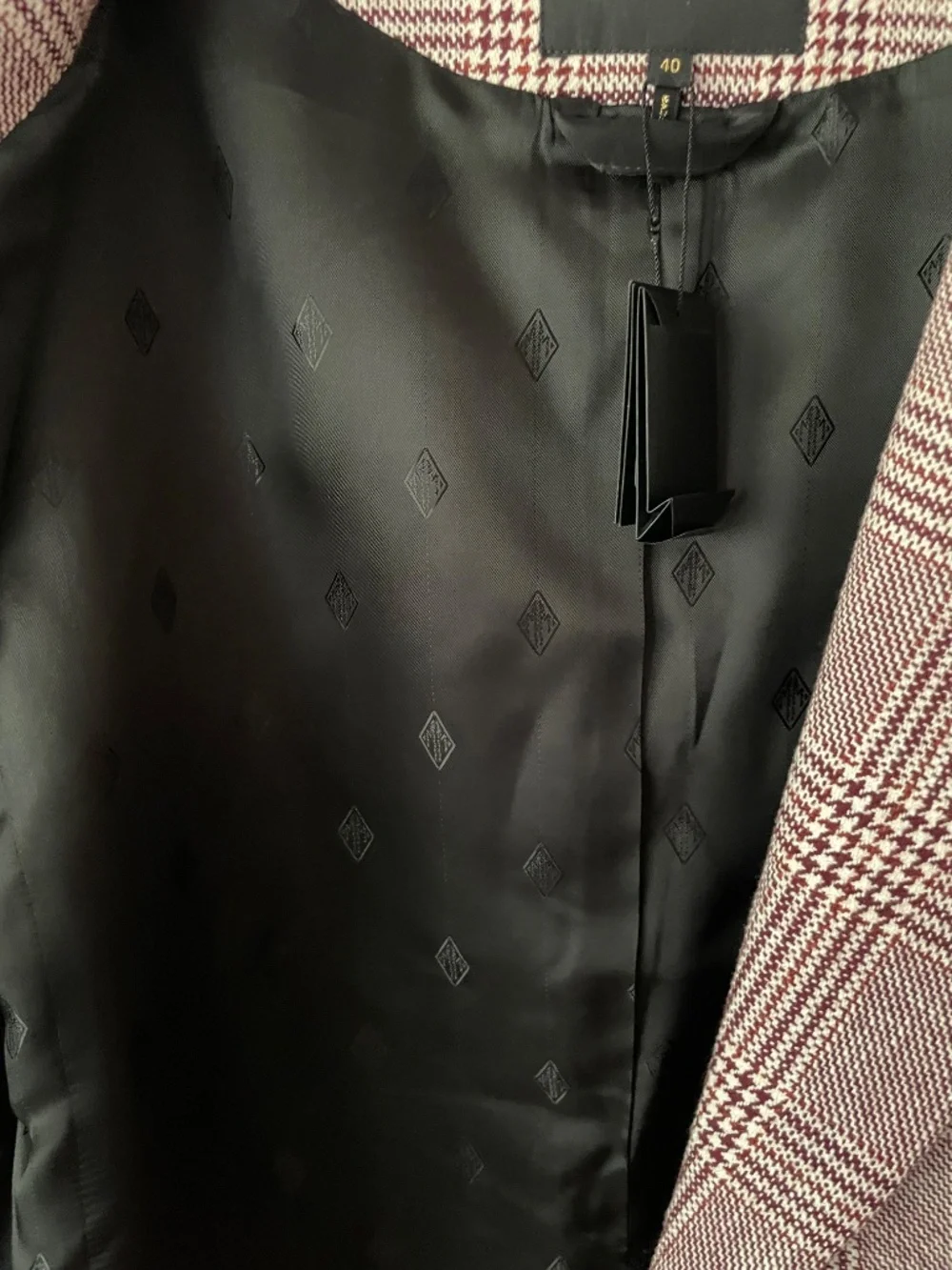 MAJE Double-Breasted Prince of Wales Checked Belted Coat Jacket FR 40 US 8 NWT - Picture 5 of 6